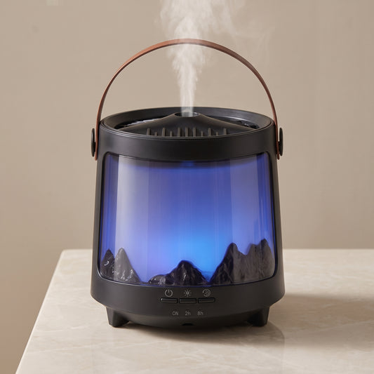 Aurora Essential Oil Diffuser with Dual Mist & Flame-Effect Light