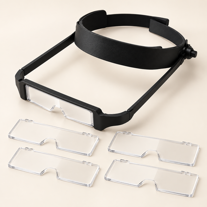 Headband Magnifying Glass with 4 Interchangeable Lenses, 1.6X-3.5X