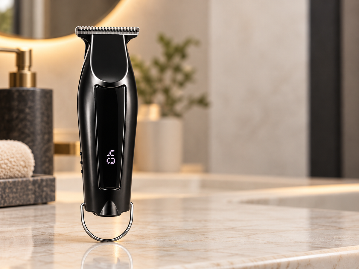 Mini T-Blade Hair Trimmer with LED Display & 4 Guide Combs