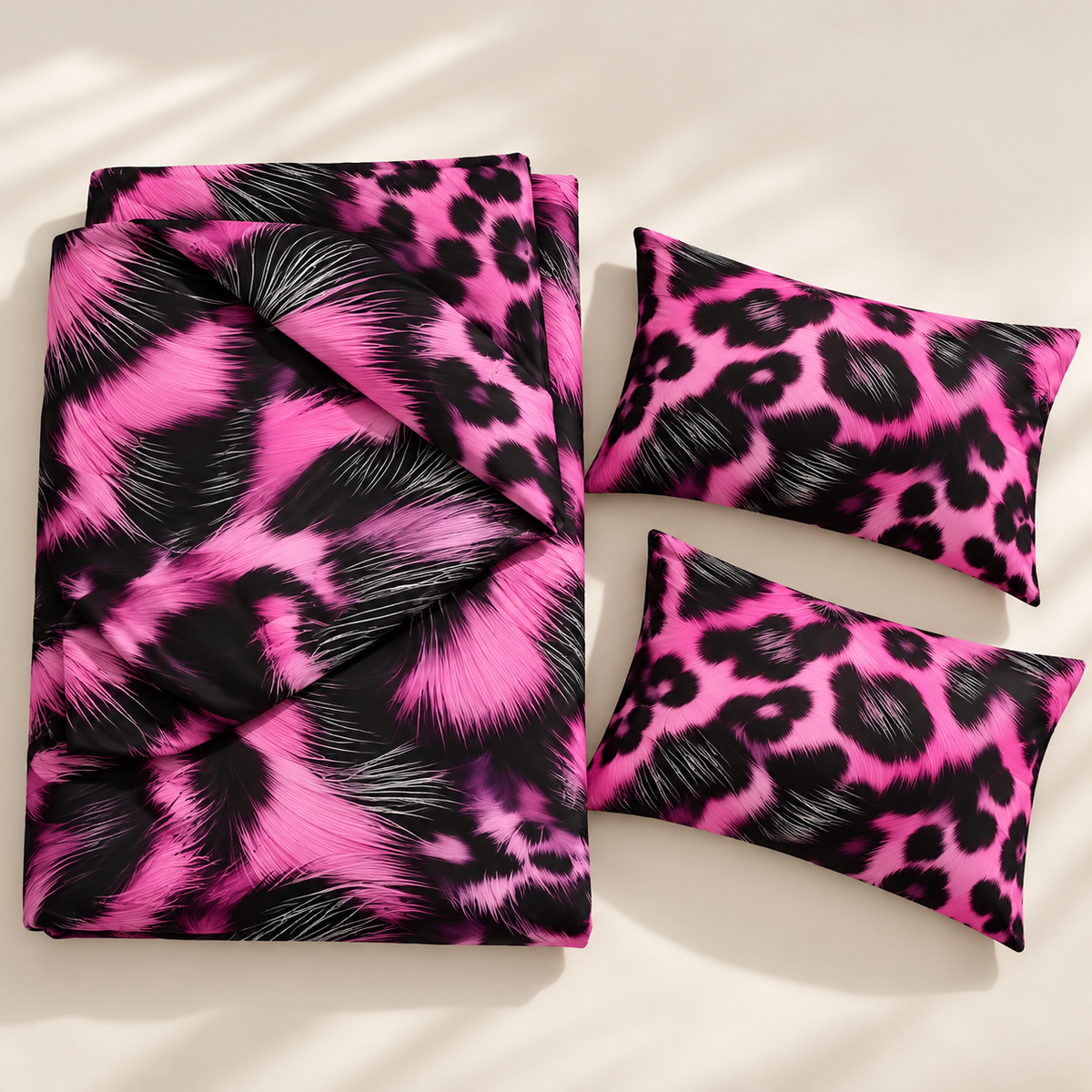 Pink Leopard Abstract 3-Piece Printed Duvet Cover Set