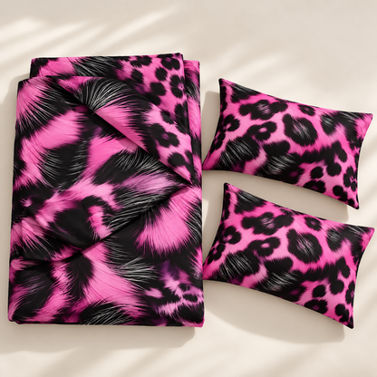 Pink Leopard Abstract 3-Piece Printed Duvet Cover Set