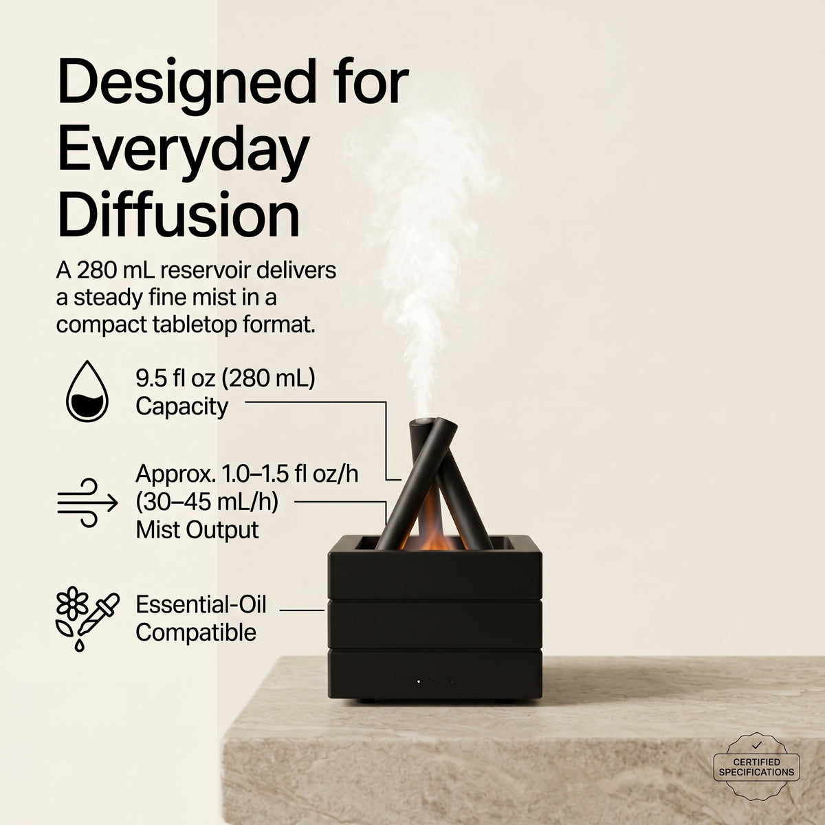 Bonfire Flame Aroma Diffuser with Ambient Light & Remote Control