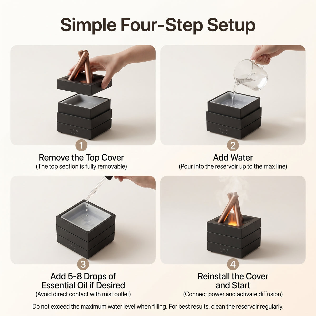 Bonfire Flame Aroma Diffuser with Ambient Light & Remote Control