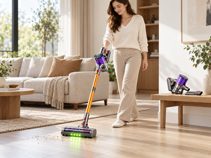 Cordless Stick Vacuum with LED Floor Head & Self-Standing Design (78 kPa)
