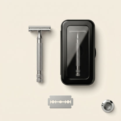 Butterfly Twist-to-Open Double Edge Safety Razor with Travel Case