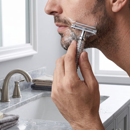 Butterfly Twist-to-Open Double Edge Safety Razor with Travel Case