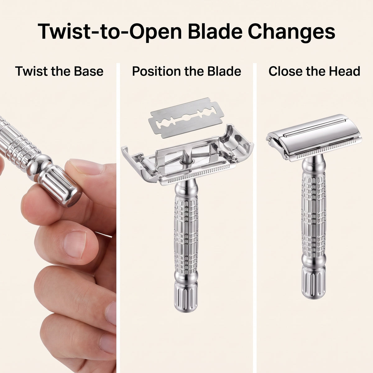 Butterfly Twist-to-Open Double Edge Safety Razor with Travel Case