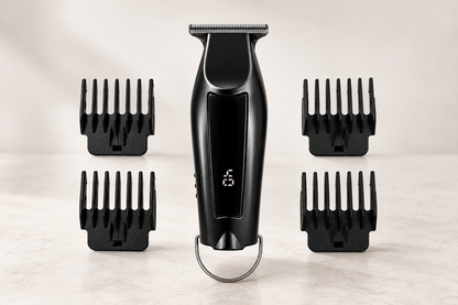 Mini T-Blade Hair Trimmer with LED Display & 4 Guide Combs