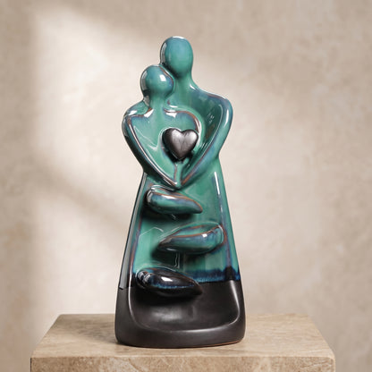 Ceramic Couple Backflow Incense Burner with Cascading Smoke Design