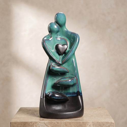 Ceramic Couple Backflow Incense Burner with Cascading Smoke Design