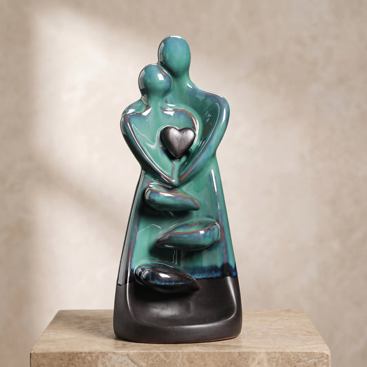 Ceramic Couple Backflow Incense Burner with Cascading Smoke Design