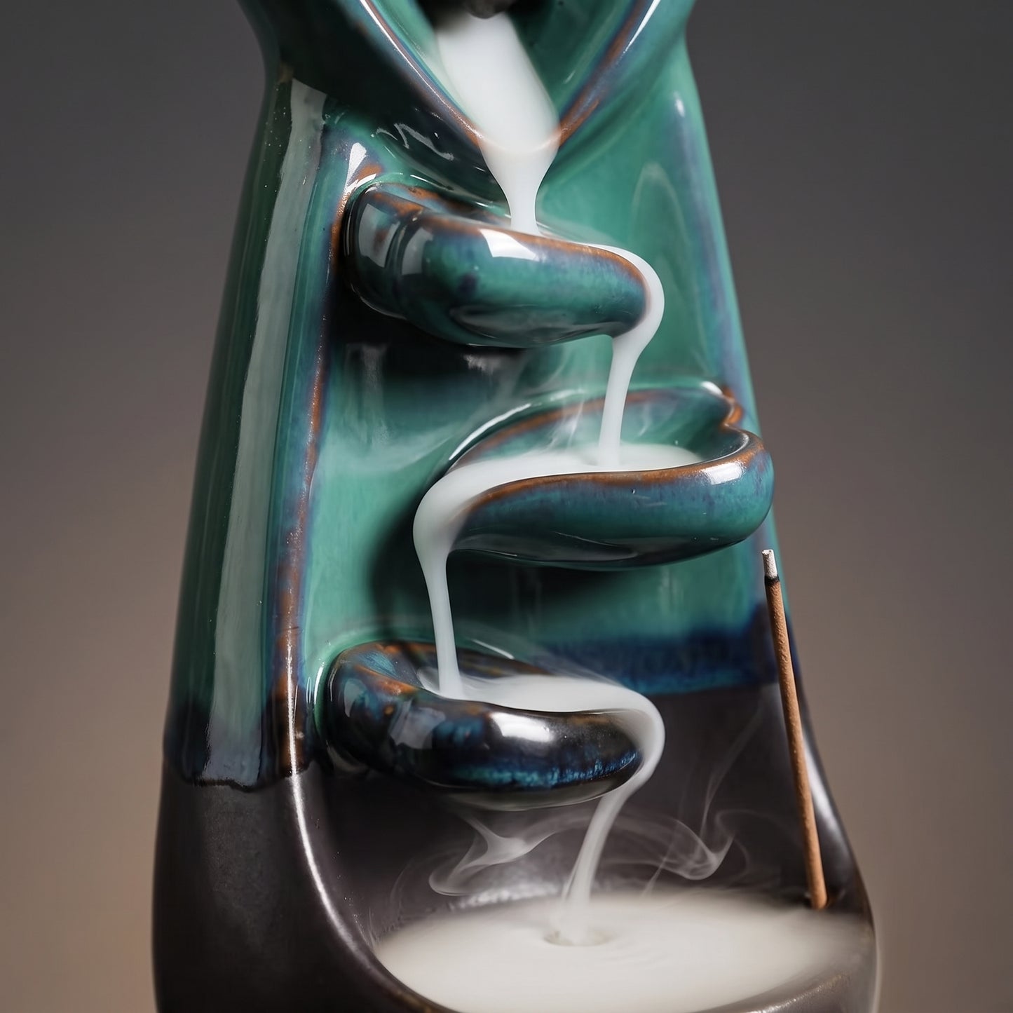Ceramic Couple Backflow Incense Burner with Cascading Smoke Design