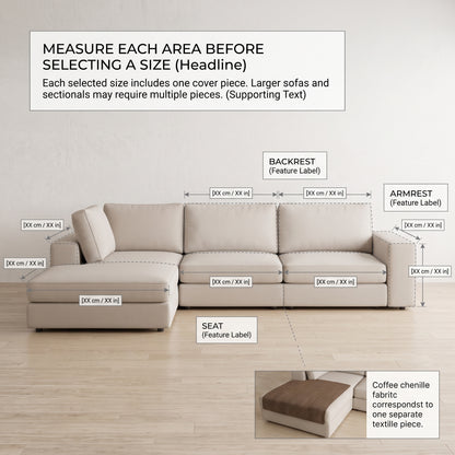 Chenille Anti-Slip Sofa Seat Cover with Scalloped Botanical Edge