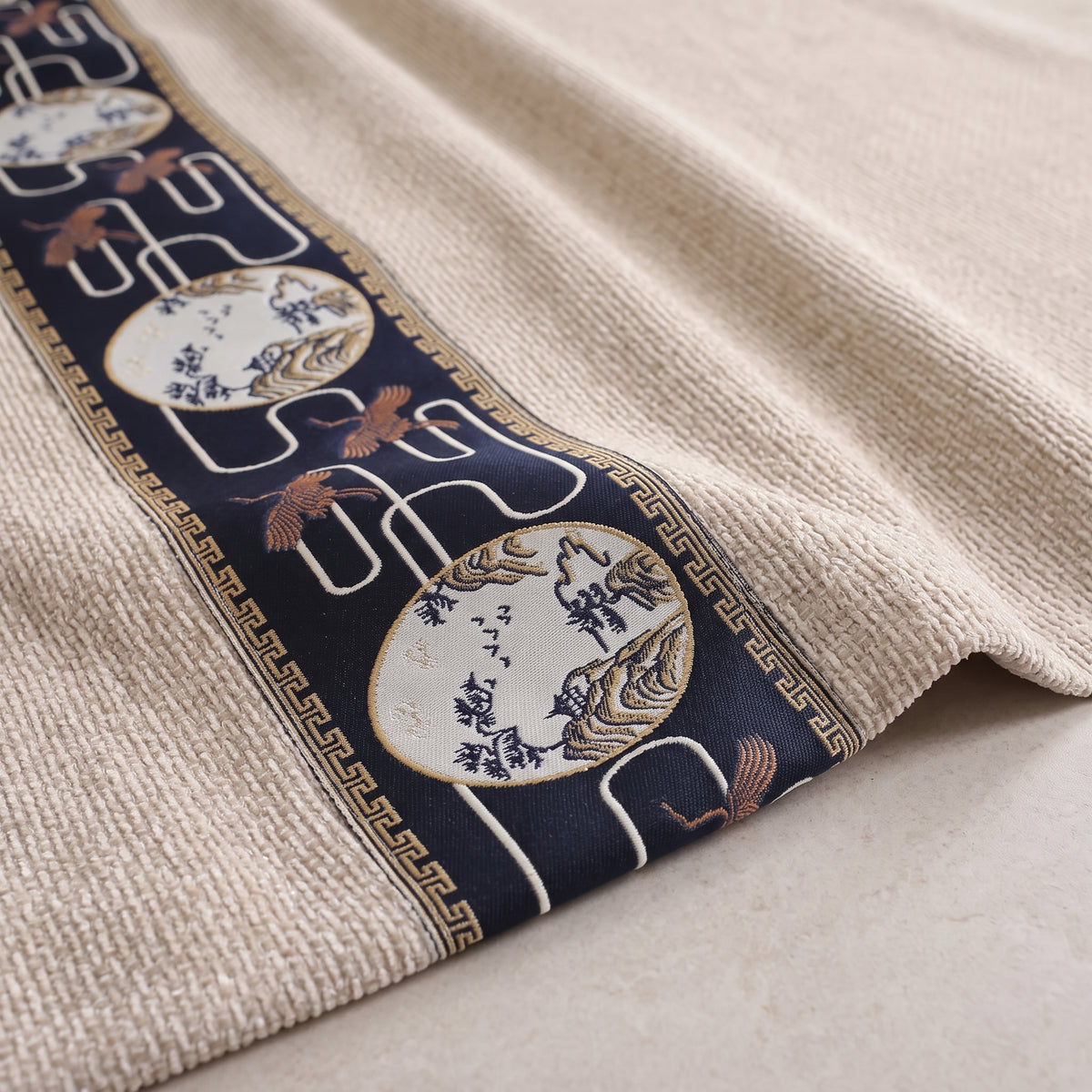 Chenille Non-Slip Modular Sofa Cover with Decorative Woven Border