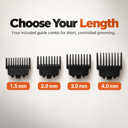 Digital T-Blade Hair & Beard Trimmer with 4 Guide Combs