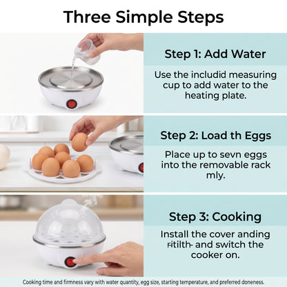 Compact 7-Egg Electric Steamer with Automatic Shutoff