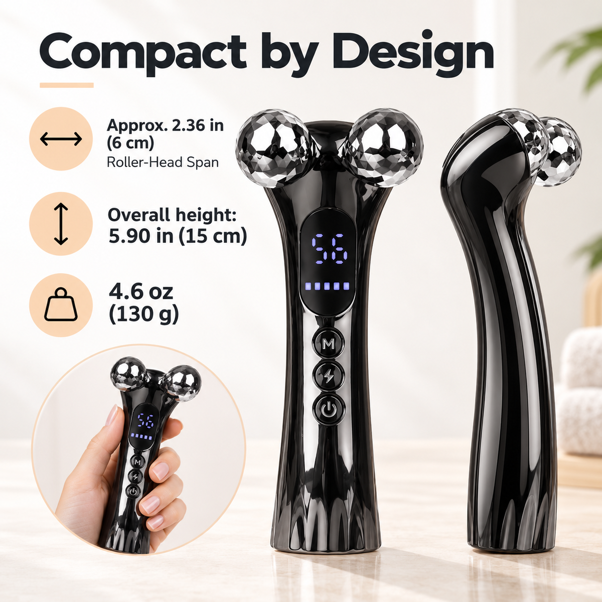 Rechargeable Dual-Roller Microcurrent Facial & Neck Massager