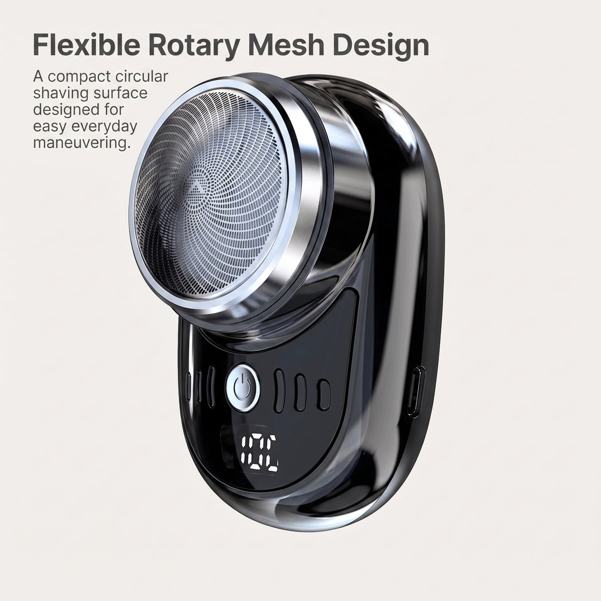 Compact Electric Rotary Shaver with Flex Mesh Head & Digital Display