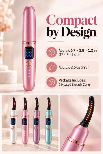 Rechargeable Heated Eyelash Curler with 3 Temperature Settings & Digital Display