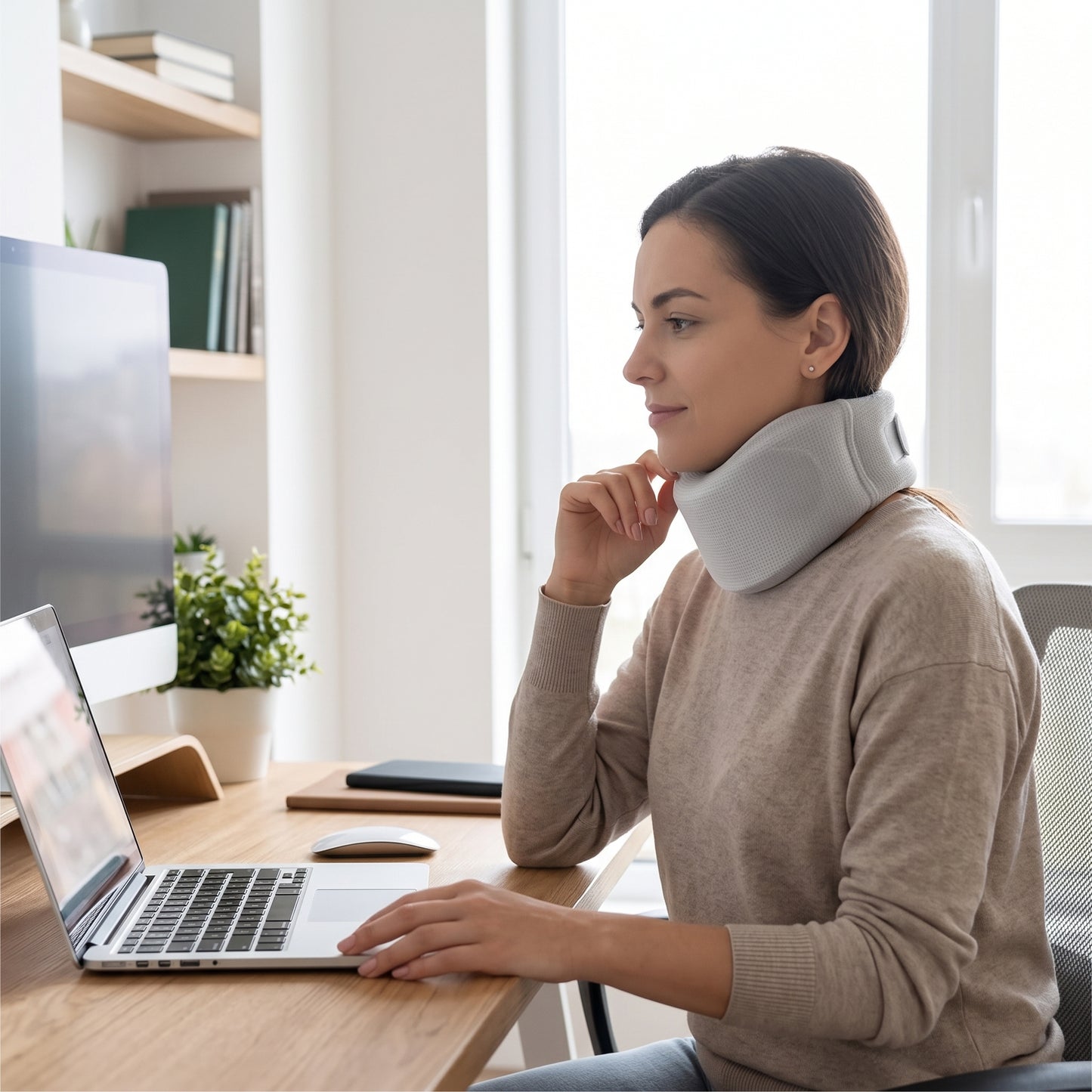 Contoured Foam Neck Support Collar with Adjustable Wraparound Fit