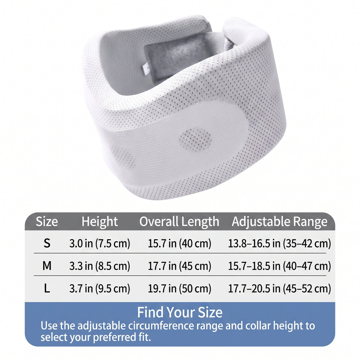 Contoured Foam Neck Support Collar with Adjustable Wraparound Fit