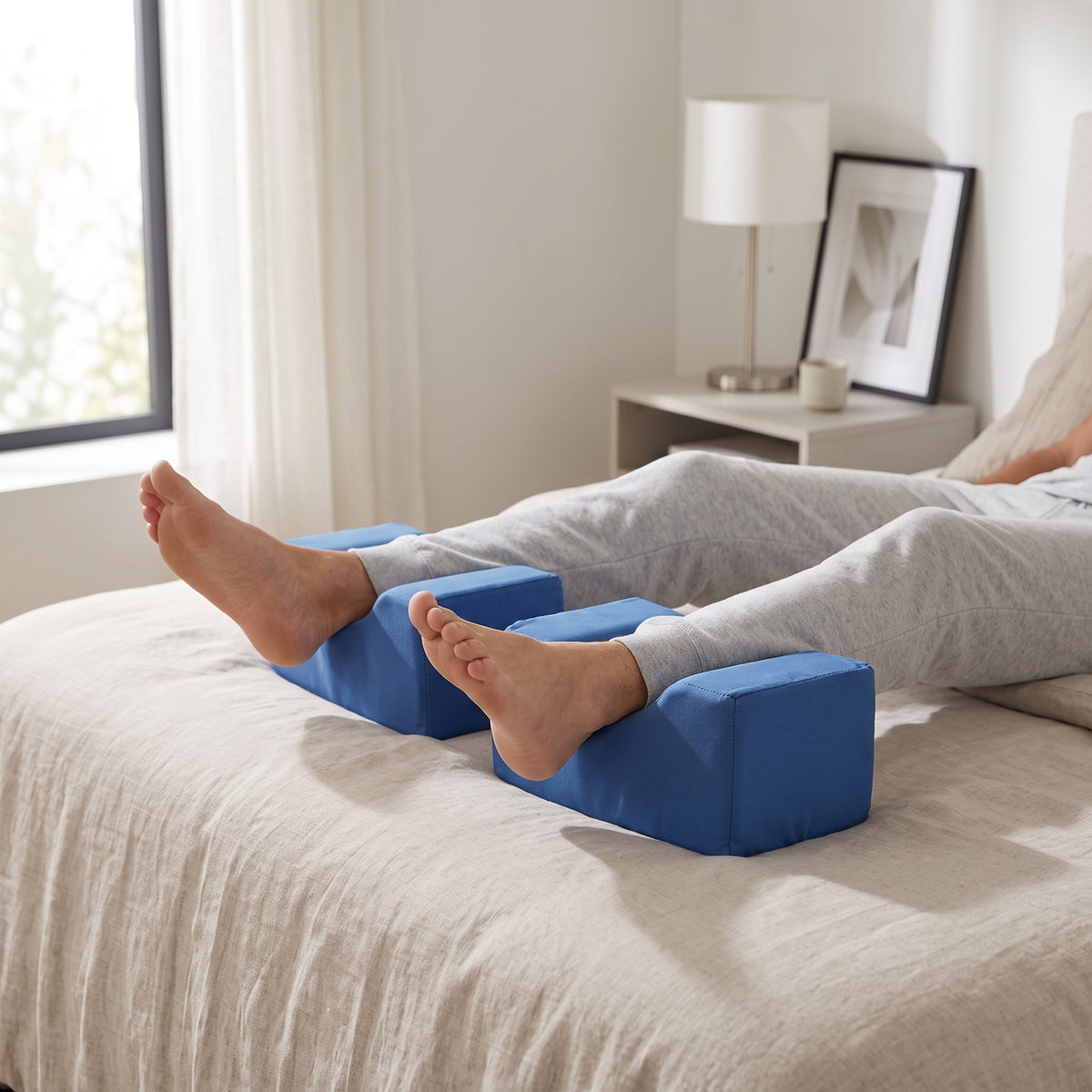 Contoured Foot Elevation Support Pillow Pair with Washable Covers