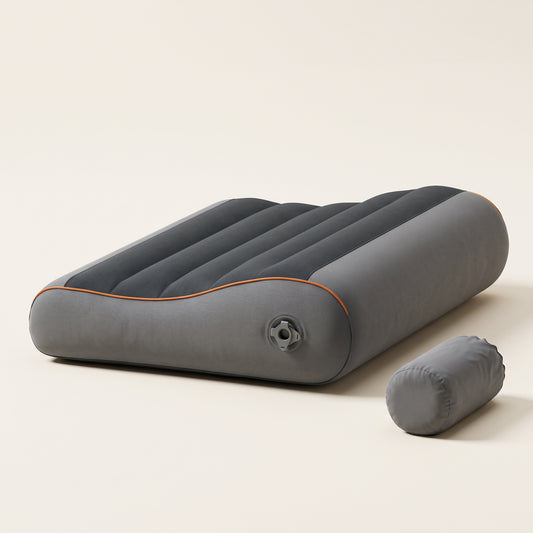 Contoured Inflatable Camping & Travel Pillow with Removable Soft-Touch Cover