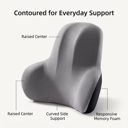 Contoured Memory Foam Lumbar Support Cushion for Office & Car