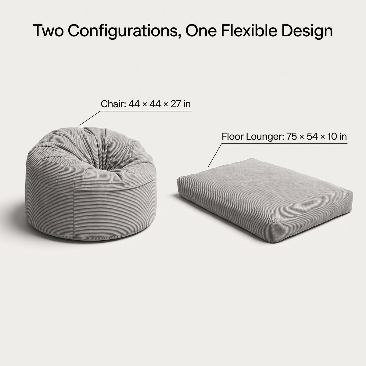 Convertible Corduroy Bean Bag Chair & Floor Bed