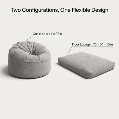 Convertible Corduroy Bean Bag Chair & Floor Bed