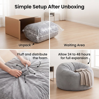 Convertible Corduroy Bean Bag Chair & Floor Bed