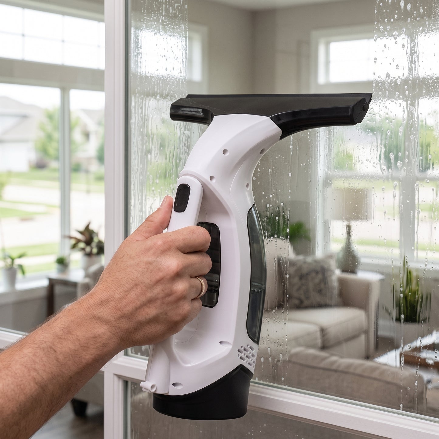 Cordless Window Vacuum Cleaner with Squeegee & Telescopic Handle