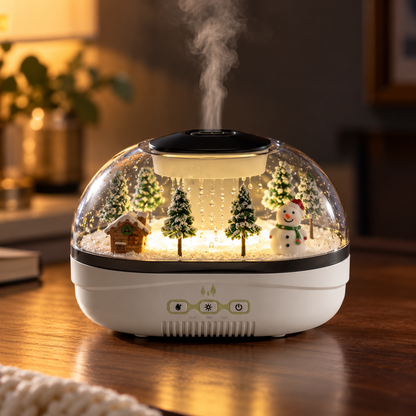 Snow Scene Ultrasonic Raindrop Humidifier with Warm Ambient Light