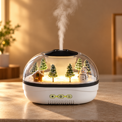 Snow Scene Ultrasonic Raindrop Humidifier with Warm Ambient Light