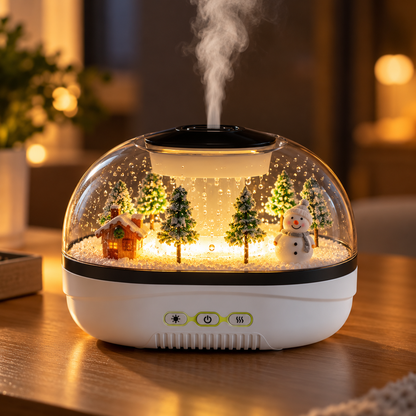 Snow Scene Ultrasonic Raindrop Humidifier with Warm Ambient Light
