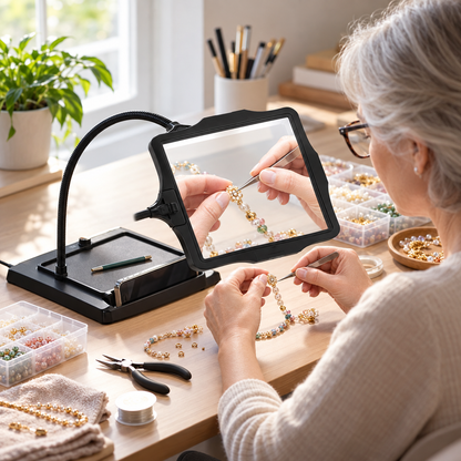 10X Full-Page LED Magnifier with 3-in-1 Flexible Stand