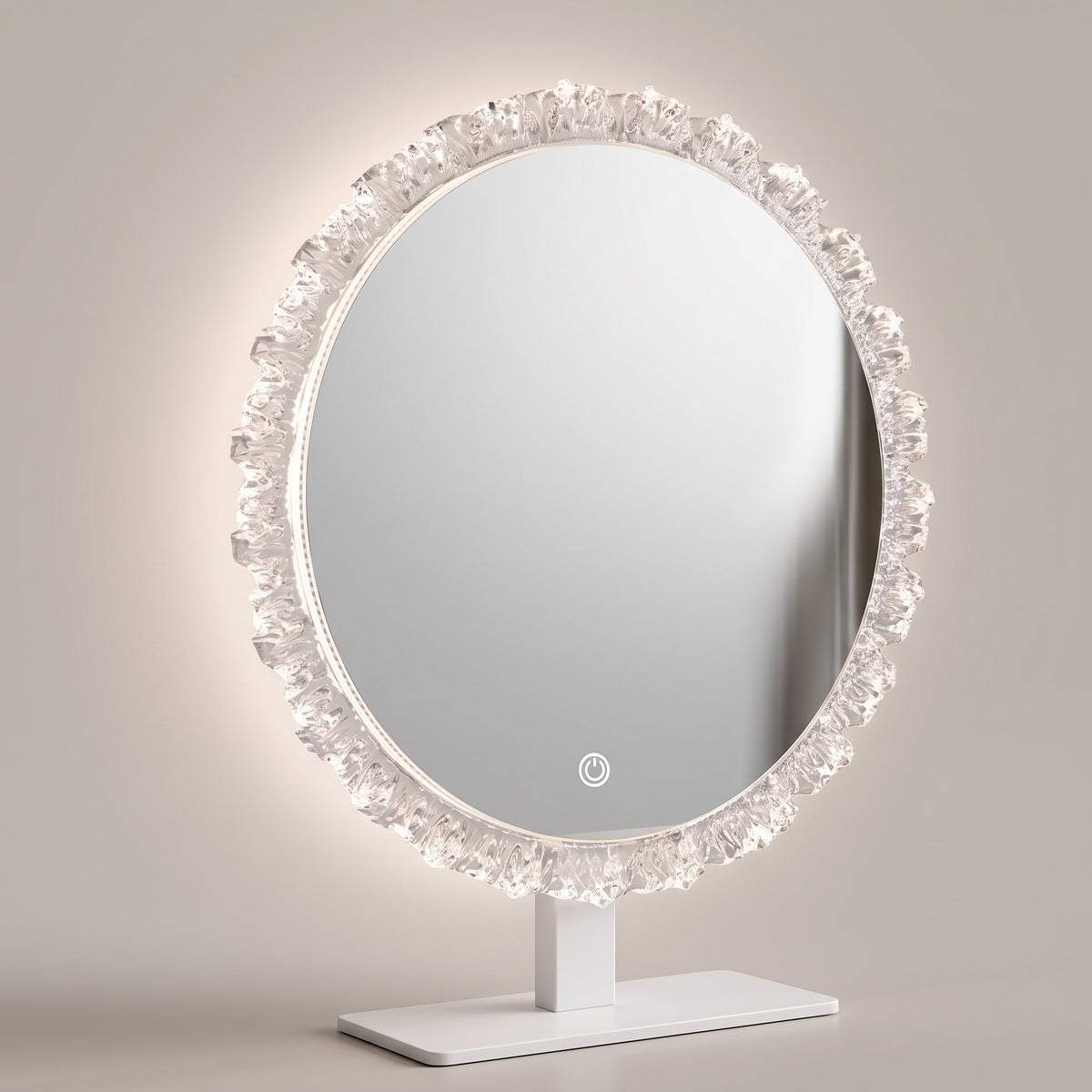 Crystal-Textured LED Vanity Mirror with Touch Dimming