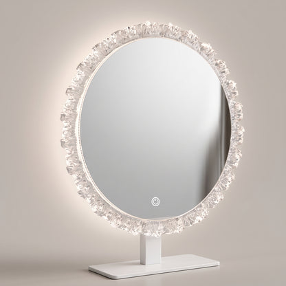 Crystal-Textured LED Vanity Mirror with Touch Dimming