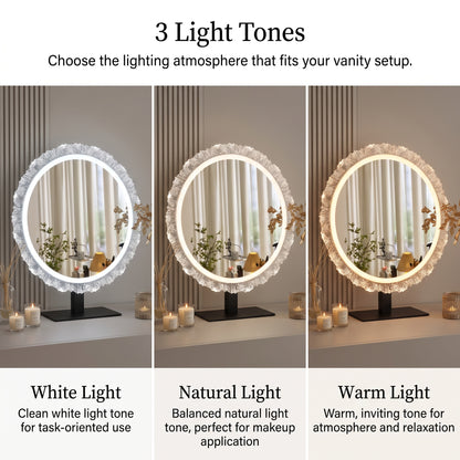 Crystal-Textured LED Vanity Mirror with Touch Dimming