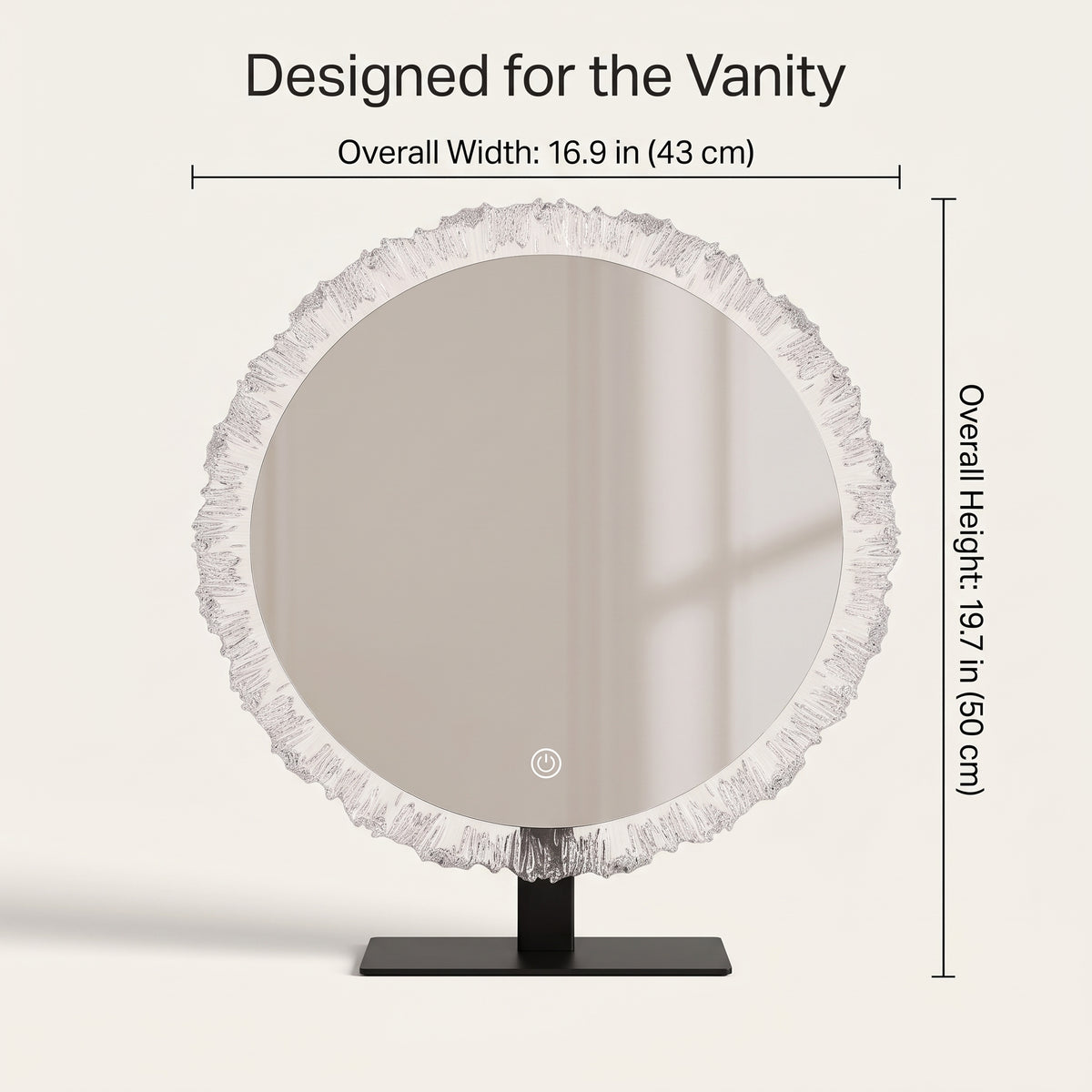 Crystal-Textured LED Vanity Mirror with Touch Dimming
