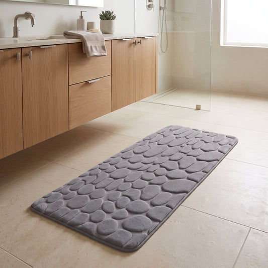 Cushioned Pebble-Texture Absorbent Bathroom Runner Mat