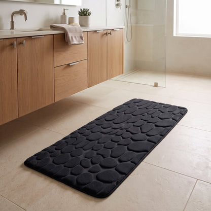 Cushioned Pebble-Texture Absorbent Bathroom Runner Mat
