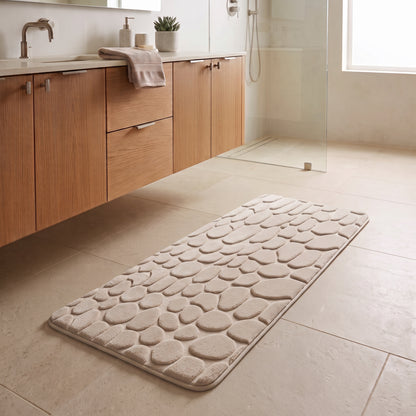 Cushioned Pebble-Texture Absorbent Bathroom Runner Mat