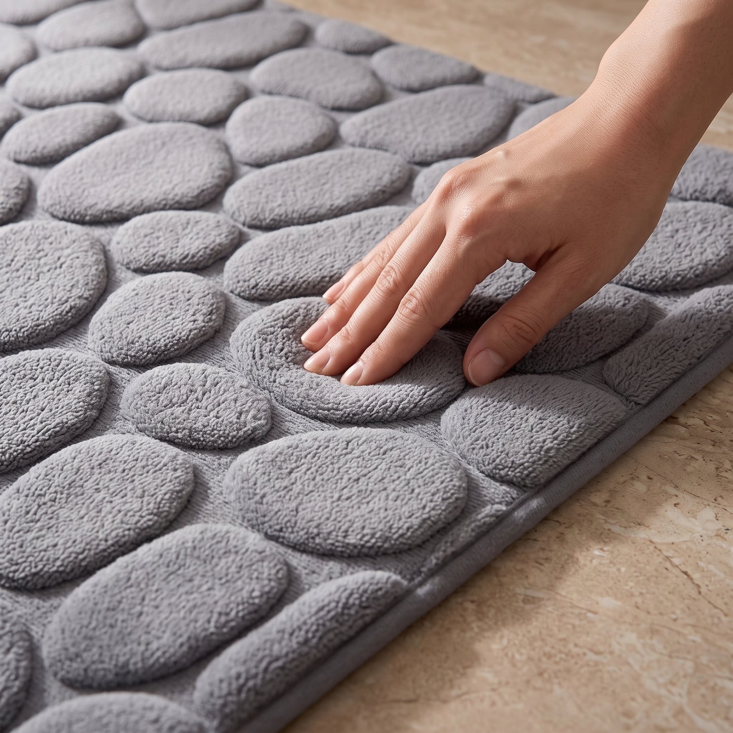 Cushioned Pebble-Texture Absorbent Bathroom Runner Mat