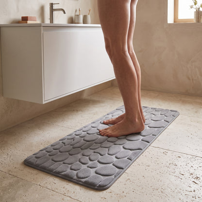 Cushioned Pebble-Texture Absorbent Bathroom Runner Mat