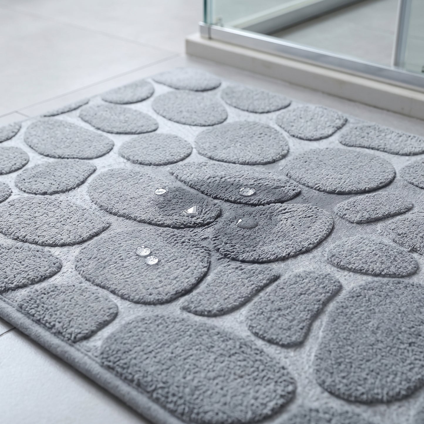 Cushioned Pebble-Texture Absorbent Bathroom Runner Mat