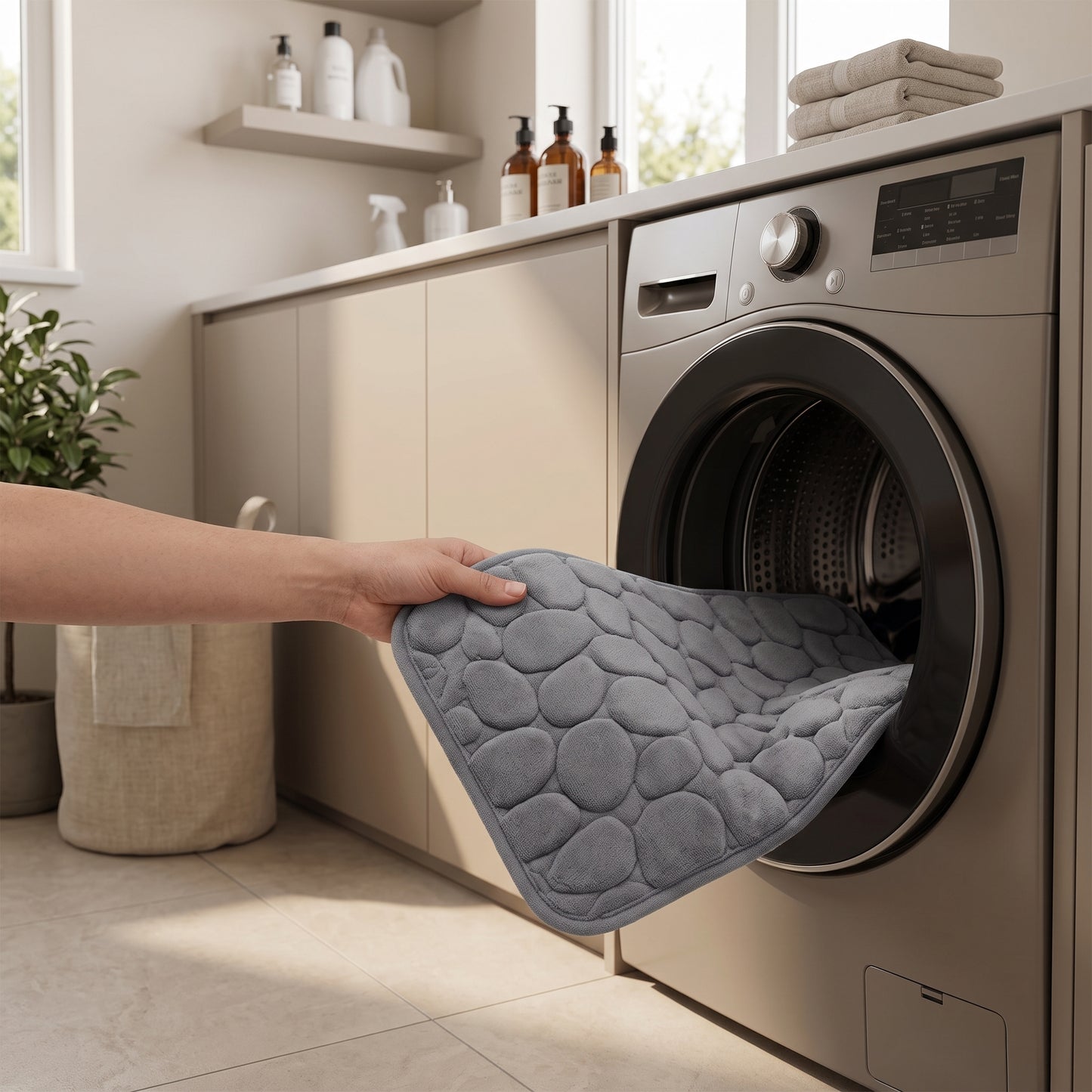 Cushioned Pebble-Texture Absorbent Bathroom Runner Mat