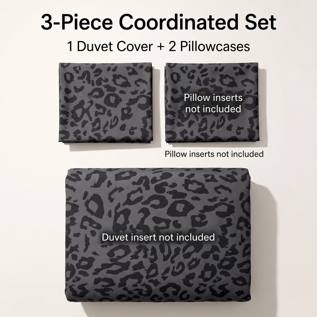 Dark Leopard 3-Piece Printed Duvet Cover Bedding Set