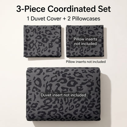 Dark Leopard 3-Piece Printed Duvet Cover Bedding Set