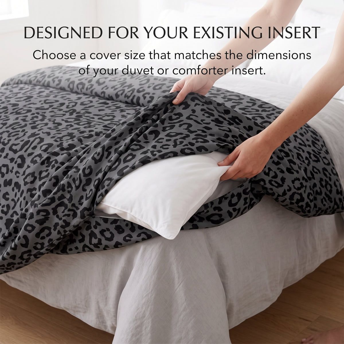 Dark Leopard 3-Piece Printed Duvet Cover Bedding Set